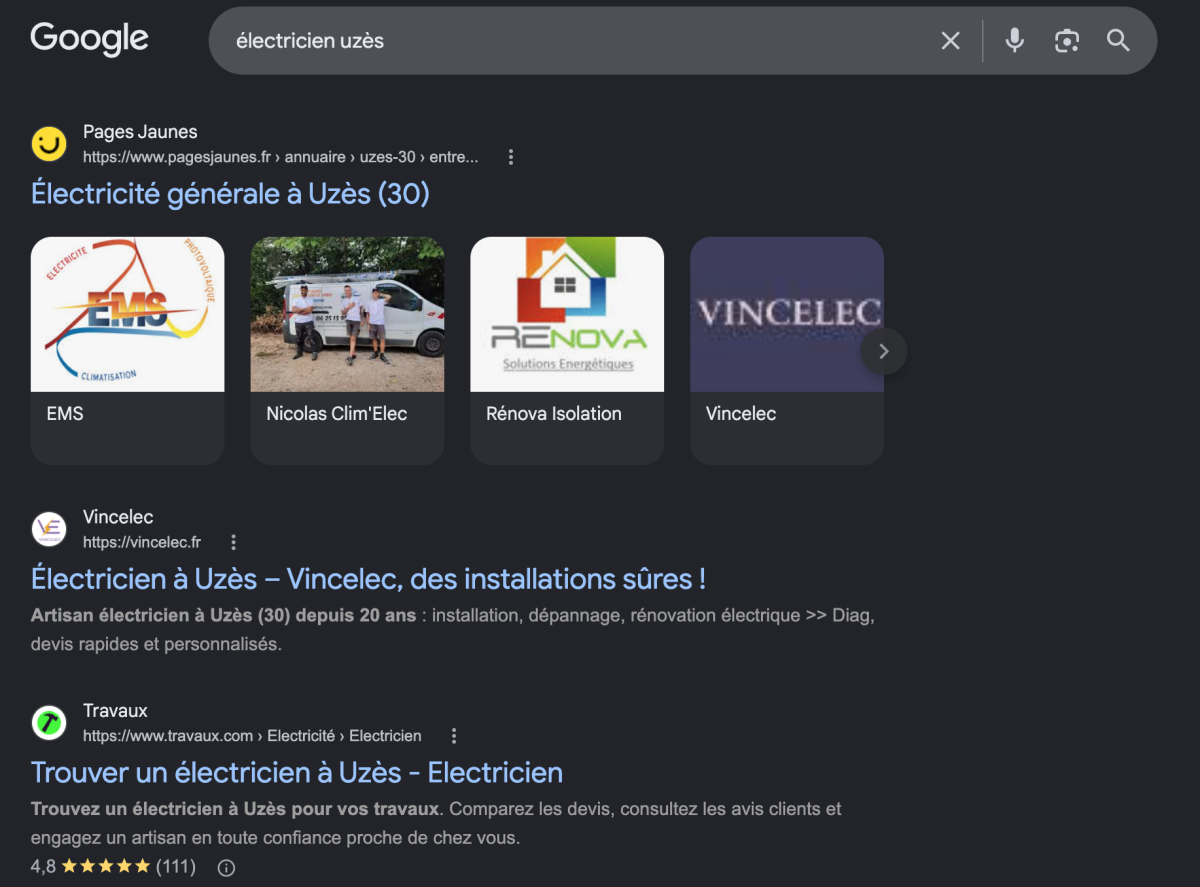 Vincelec 1ere page Google